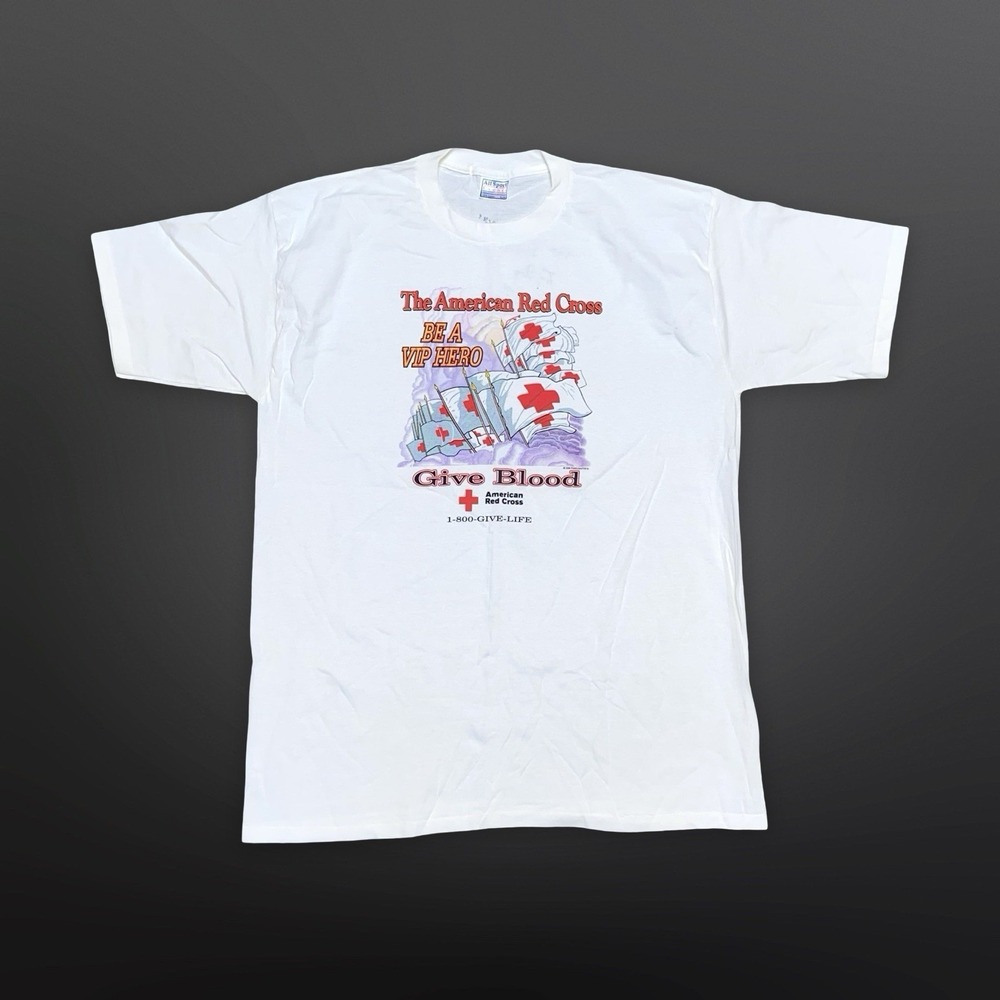 Vintage American Red Cross Give Blood T Shirt XL Graphic All Sport Tee